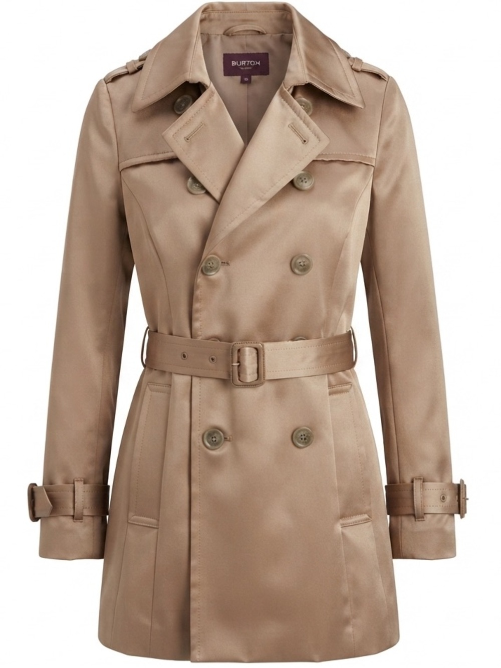Burton of London Classic Double-Breasted Camel Trench Coat Size 40
